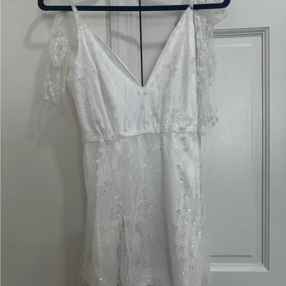 Lucy in the Sky Lace Sequin Dress w/ Bow Strap - perfect for soon to be brides! - Picture 3 of 5